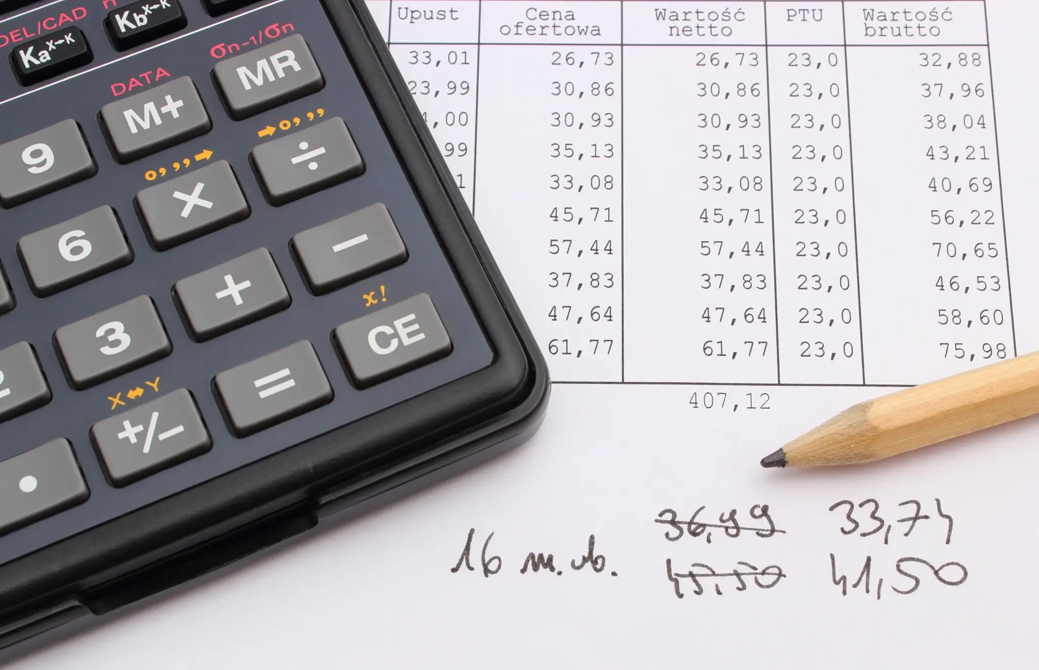 Calculatrice et documents financiers